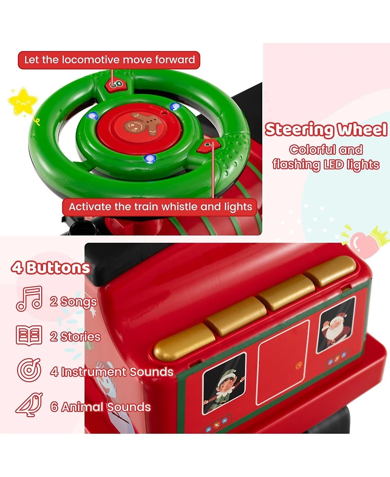 Mecale 6V Ride on Train 2-Seater with Carriage and Flashing Led Lights