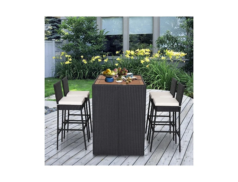 Mondawe 5 Pieces Patio Acacia Wood Dining Set