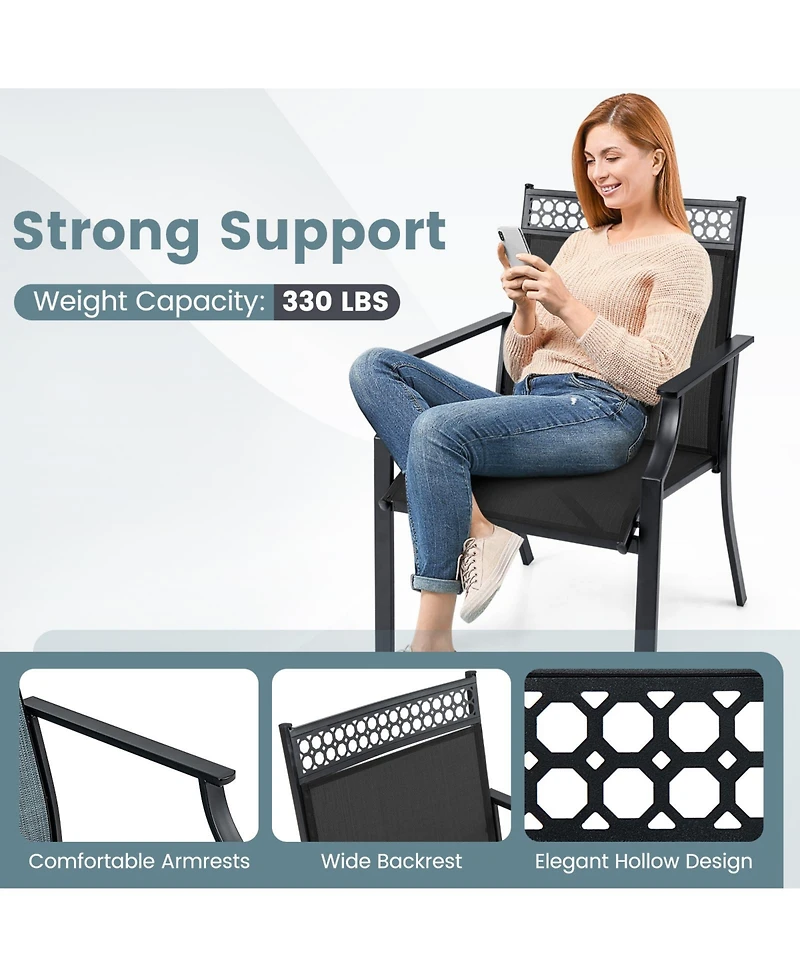 Gymax 4 Piece Patio Chairs with All Weather Breathable Fabric High Backrest