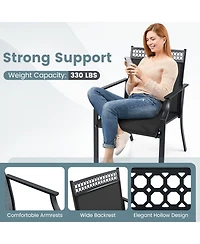 Gymax 4 Piece Patio Chairs with All Weather Breathable Fabric High Backrest