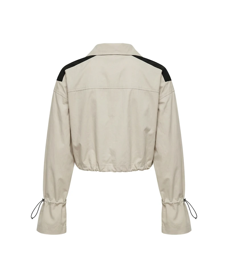 Modenaire Women's Cropped Zip-Front Contrast-Pocket Jacket
