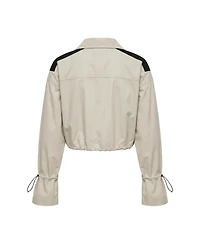 Modenaire Women's Cropped Zip-Front Contrast-Pocket Jacket
