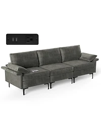 Slickblue 3 Seat Sectional Sofa with Metal Legs and Built-in Usb Charging Ports
