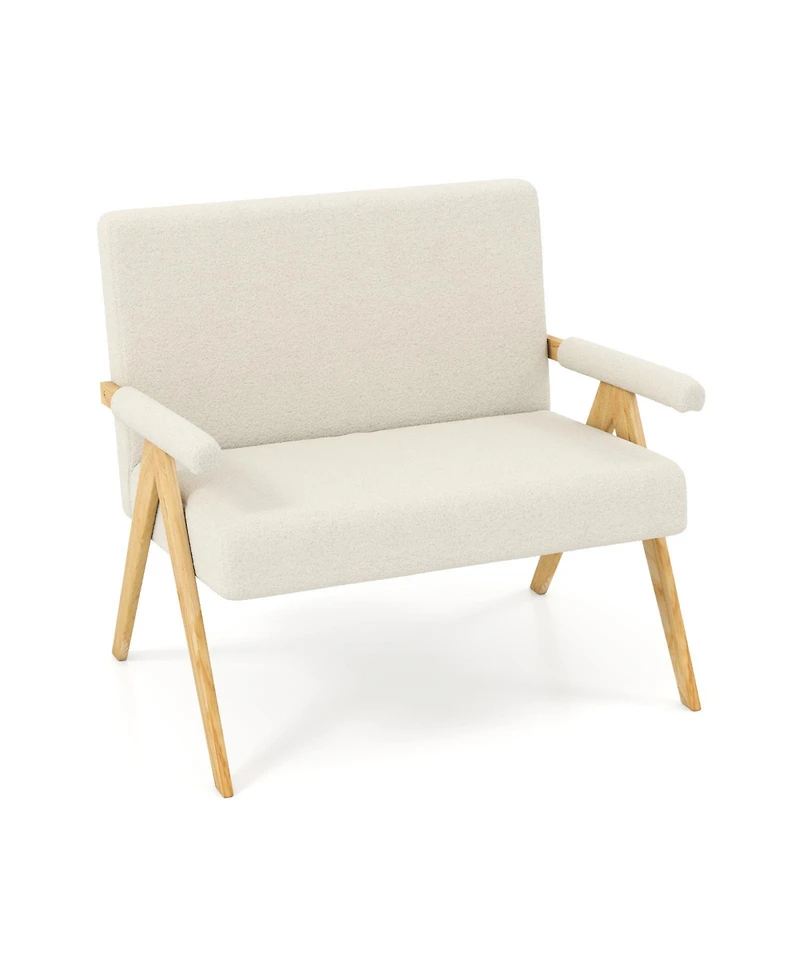 Slickblue Compact Loveseat Sofa with Armrests and Wood Legs for Home Seating