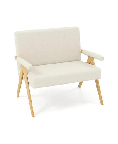 Slickblue Compact Loveseat Sofa with Armrests and Wood Legs for Home Seating