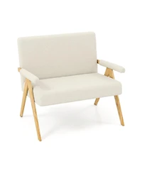 Slickblue Compact Loveseat Sofa with Armrests and Wood Legs for Home Seating