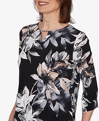 Alfred Dunner Petite Watercolor Floral Printed Top
