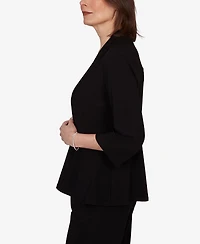 Alfred Dunner Petite Light Open Crepe Cardigan Top