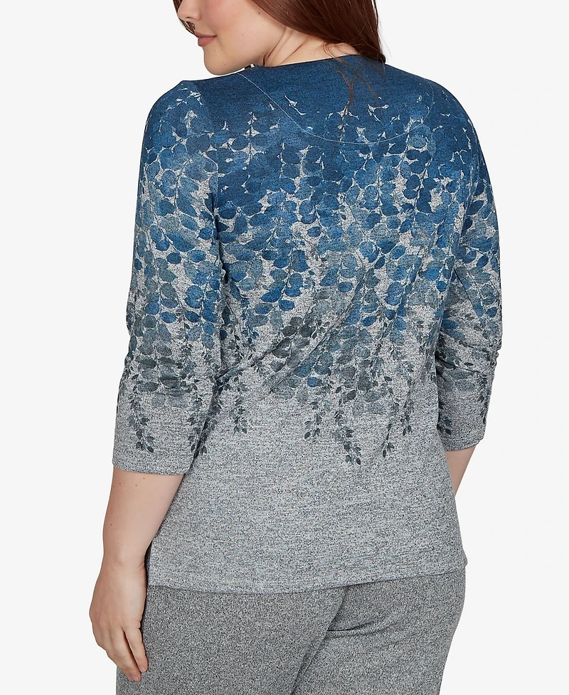Alfred Dunner Petite Falling Leaves Pocket Knit Top