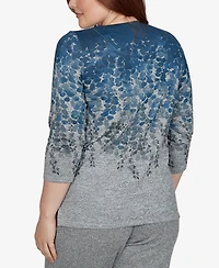 Alfred Dunner Petite Falling Leaves Pocket Knit Top