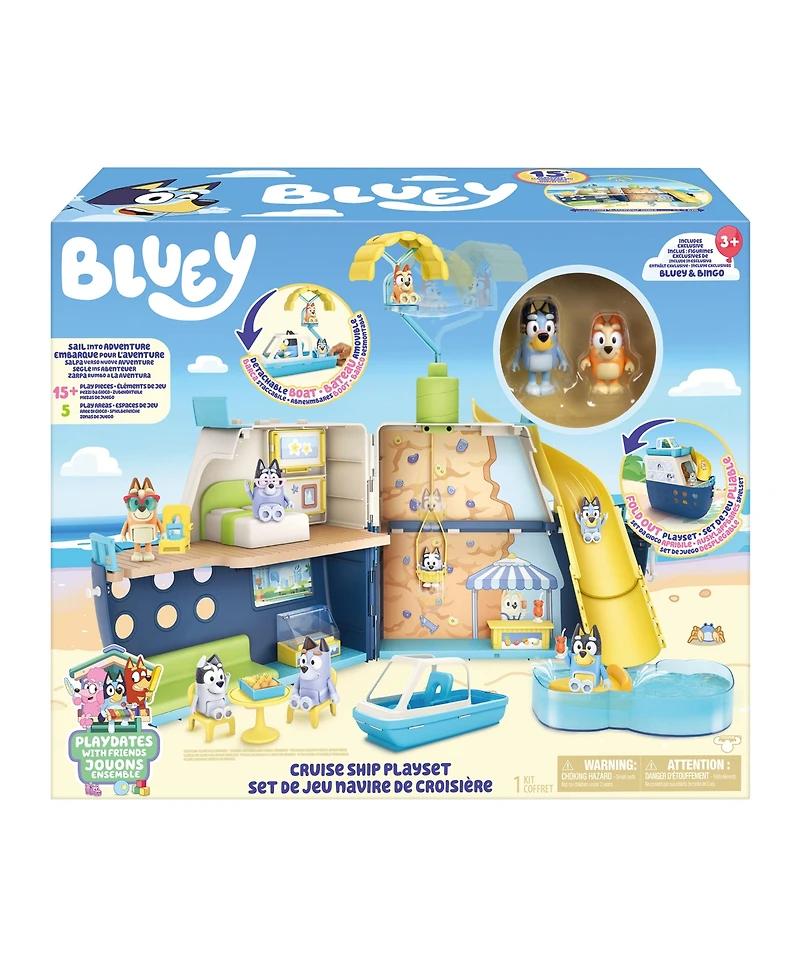 Bluey Cruise Ship with 6 Play Areas & Accessories 13-Piece Playset, Ages 3+