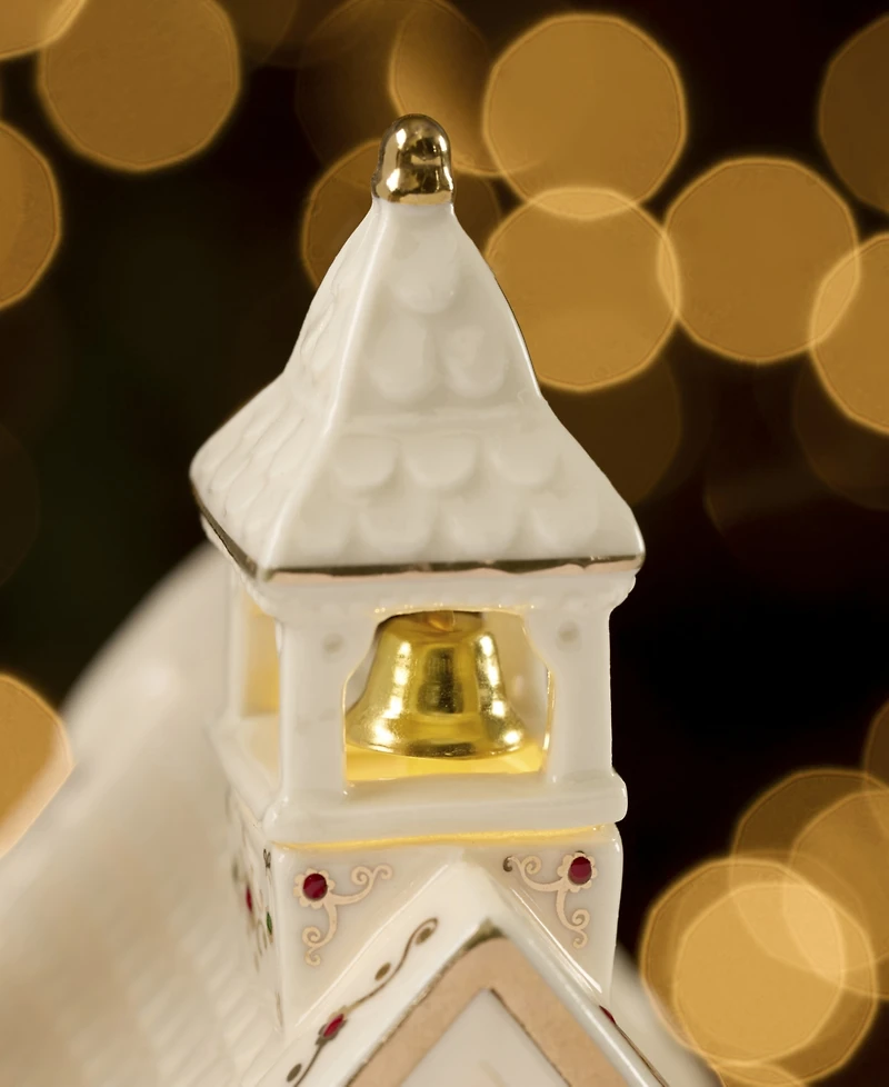 Lenox Mistletoe Park School House Lit Figurine