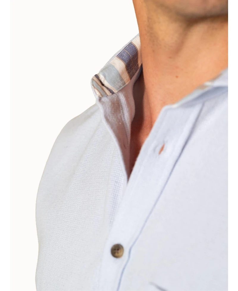 Koy Clothing Men's Cotton Short Sleeve Sack Weave Shirt