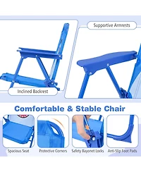 Gymax Kid's Picnic Table Outdoor and Chair Set 2 Folding Chairs Adjustable Umbrella