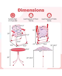 Gymax Kids Picnic Table Outdoor TableandChair Set 2 Folding ChairsandAdjustable Umbrella