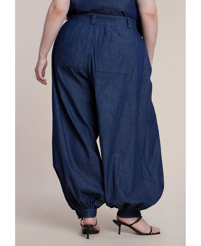 Eloquii Women's High Rise Balloon Chambray