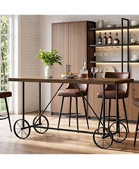Tribesigns 63-Inch Long Bar Table, Counter Bar Height Table with Bicycle-Style Metal Base, Industrial Rectangular Hightop Bar Pub