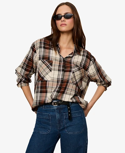 Sanctuary Women's Long-Sleeve Plaid Button-Up Shirt