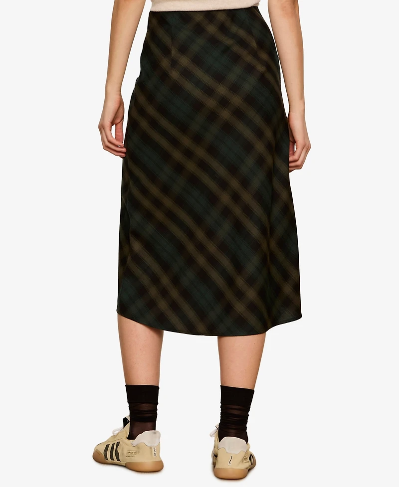Sanctuary Women's Bias Plaid Midi A-Line Skirt