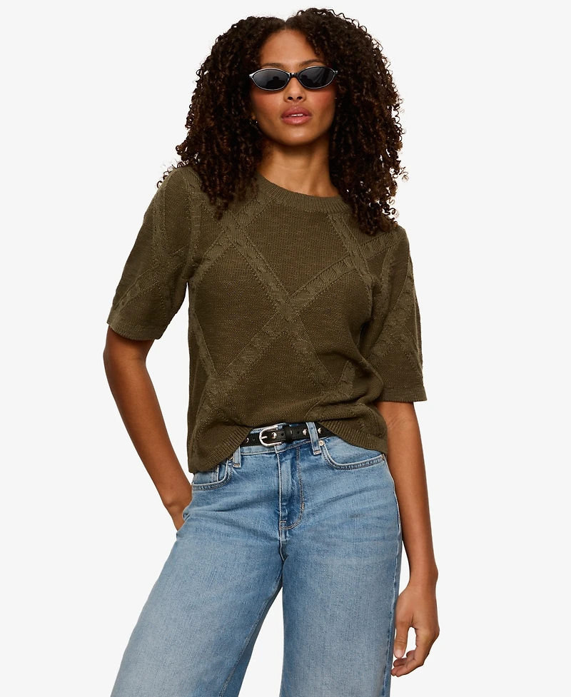Sanctuary Women's Short-Sleeve Cotton Sweater T-Shirt