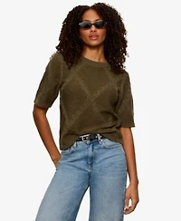 Sanctuary Womens Short Sleeve Cotton Sweater T Shirt