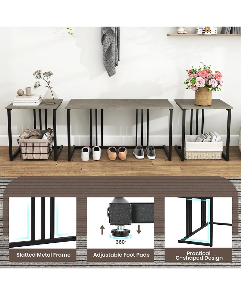 Slickblue 4-Piece Dining Table Set with Bench and 2 Stools for Small Spaces