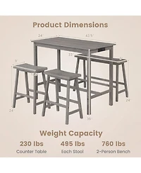 Slickblue Counter Height Kitchen Table Set 4 Piece Solid Rubber Wood with Outlet