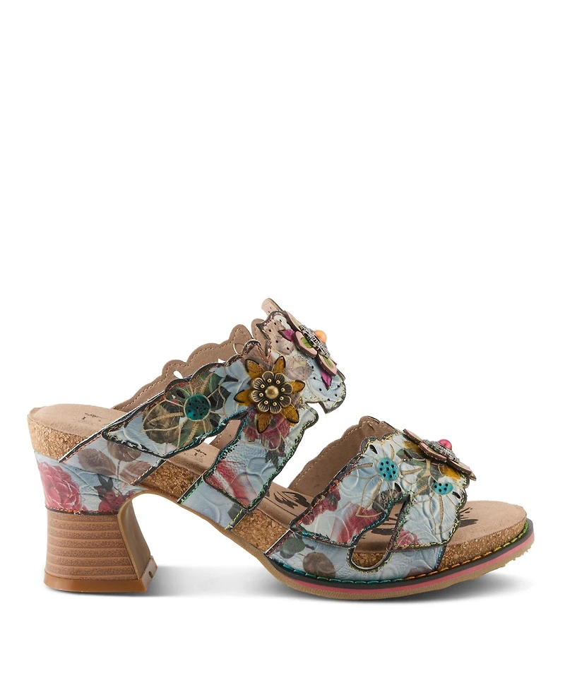 L'Artiste Women's Radiating Slide with Hand-Painted Design