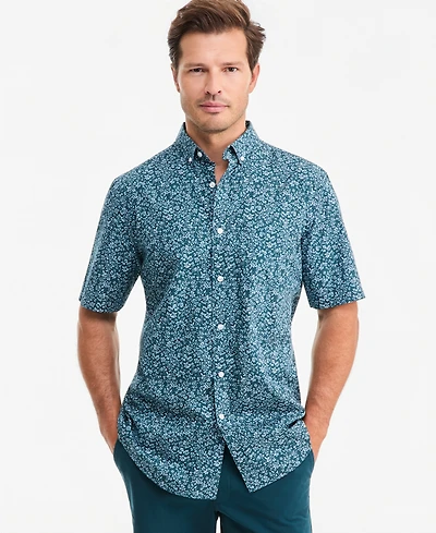 Club Room Men's Poplin Duo-Tone Floral Short-Sleeve Shirt, Macy's Exclusive