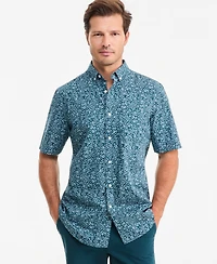 Club Room Men's Poplin Duo-Tone Floral Short-Sleeve Shirt, Macy's Exclusive