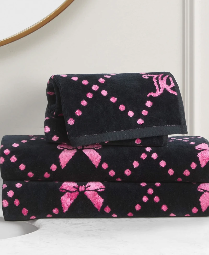 Juicy Couture Printed Jacquard Cotton 4-Piece Bath Towel Set