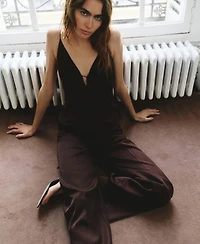 Mango Women's V-Neck Long Jumpsuit