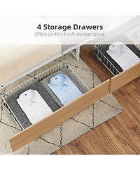 gaomon Bed Frame With 4 Drawers,Platform Bed Frame With Storage,Full Size Platform Bed With Headboard Frame,Metal Bed Frame Steel Slat Support/No Box