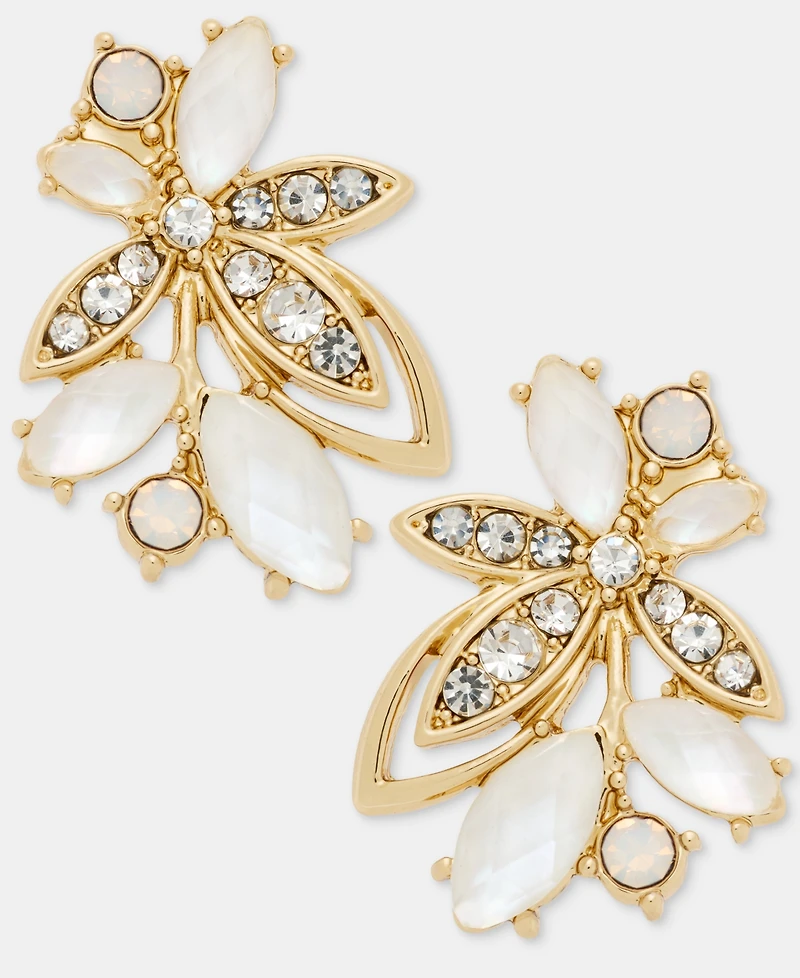 Lonna & Lilly Pave Stone Leaf Stud Earrings