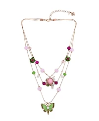 Betsey Johnson Faux-Stone Butterfly Charm Layered Necklace