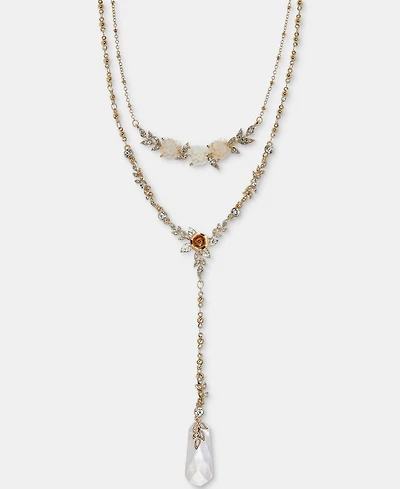 lonna & lilly Flower Layered Lariat Necklace, 16" + 3" extender