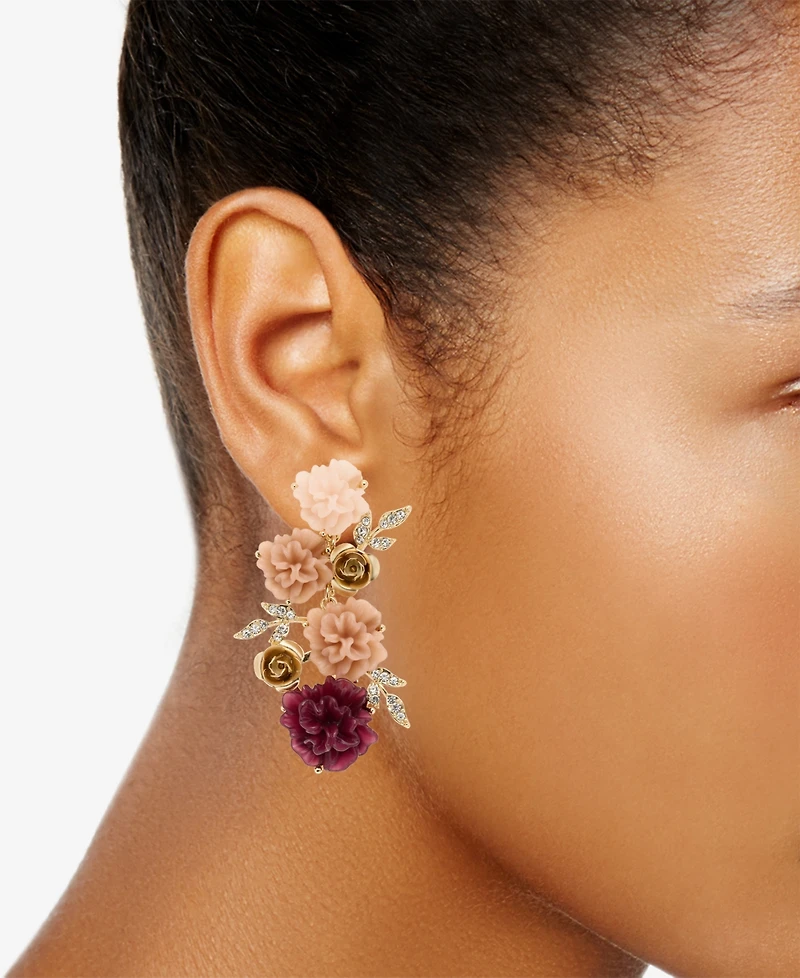lonna & lilly Pave Flower Cluster Linear Drop Earrings
