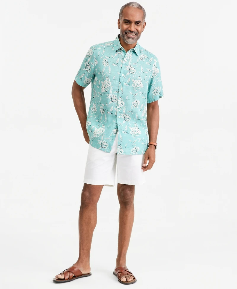 Club Room Men's Wally Linen Floral-Print Short-Sleeve Shirt, Macy's Exclusive