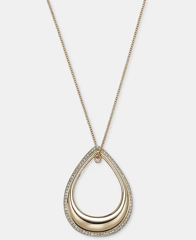 Dkny Pave Open Tear-Shape 40" Pendant Necklace