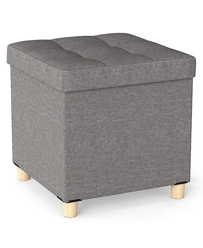 sumyeg 18-Inch Storage Ottoman with Rubber Wood Legs for Living Room or Bedroom