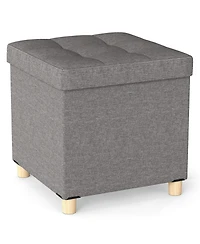 sumyeg 18-Inch Storage Ottoman with Rubber Wood Legs for Living Room or Bedroom