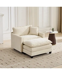 sumyeg Cloud Sofa Ottoman with Double Layer Upholstered Cushion for Living Room or Bedroom