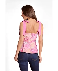 Coast Women's Bow Shoulder Printed Peplum Top
