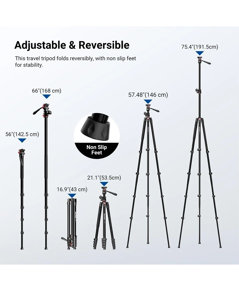 Neewer TP015 Camera Tripod with 75.4 Inch, 17.6 lb