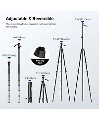 Neewer TP015 Camera Tripod with 75.4 Inch, 17.6 lb