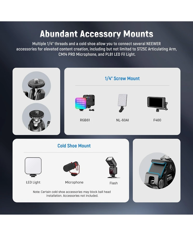 Neewer ST85 Camera Mounting Accessory for select GoPro, Dji and Insta360 action cameras