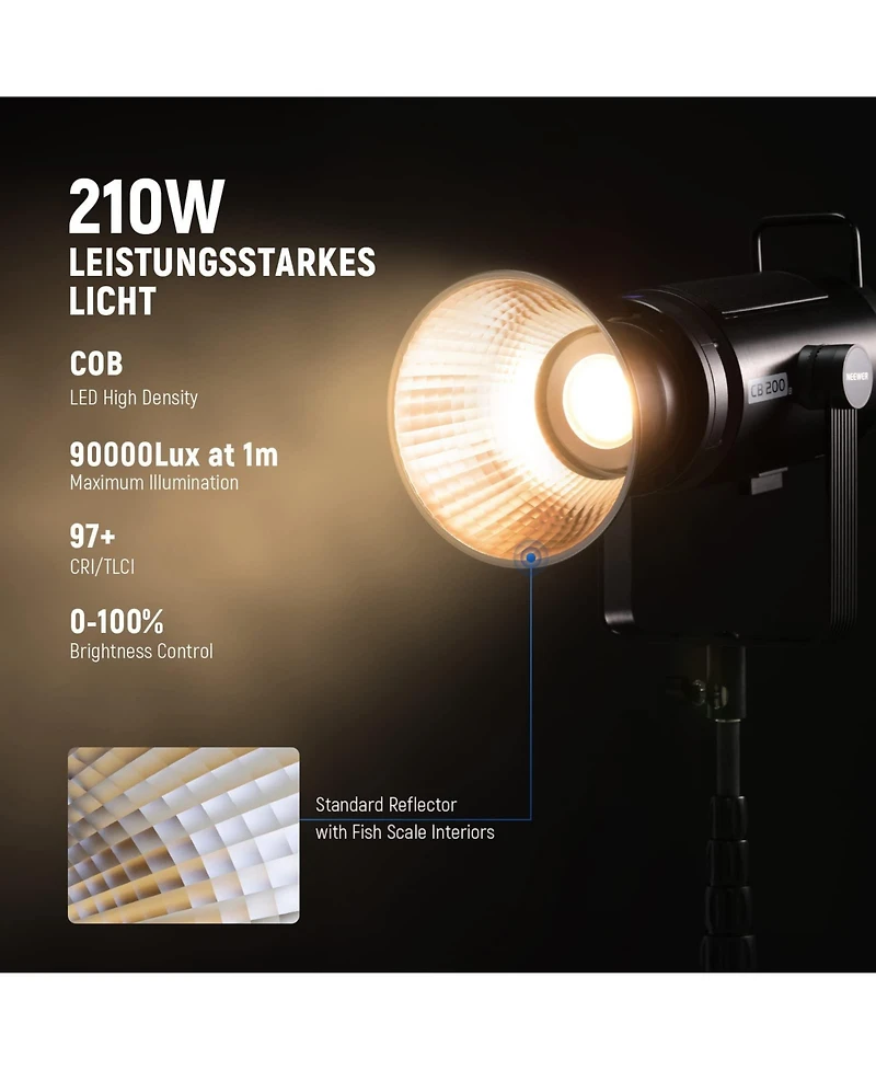 Neewer CB200B Led Video Light with 210W, 90000Lux, 2700K-6500K