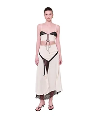 Pcfg Women's The Party Edit Slit Lace Panel Maxi Skirt