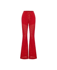 Pcfg Women's The Broderie Anglaise Edit High Rise Embroidered Flare Pants