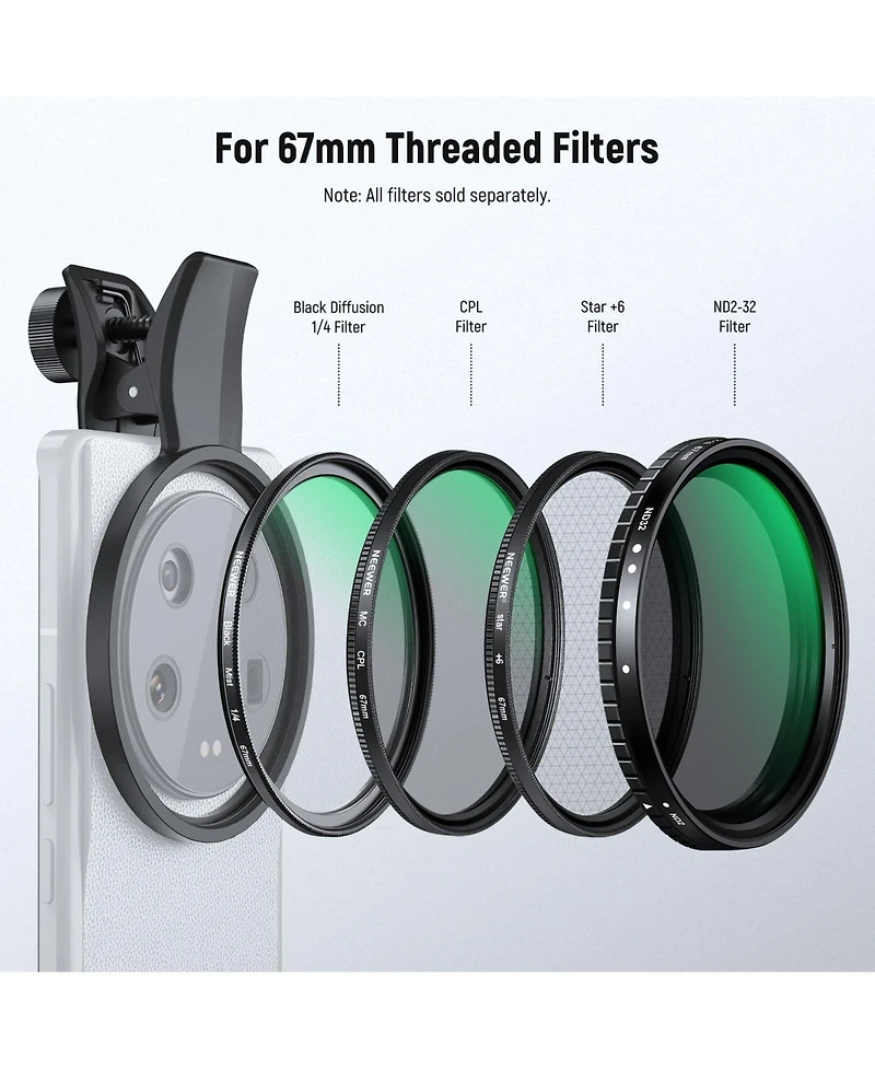 Neewer LA008 Camera Lens Accessory for Samsung Galaxy Google Pixel Huawei Xiaomi